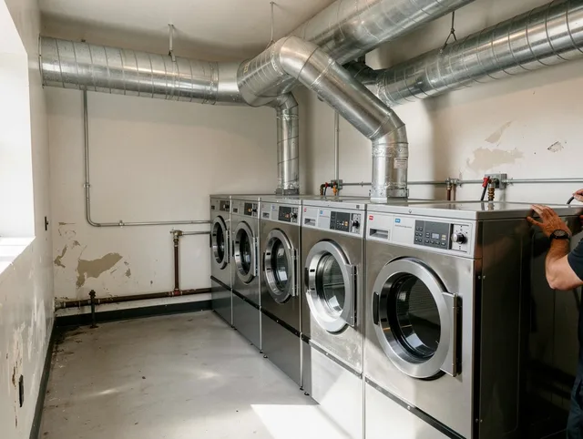 Dana Point Dryer Vent Cleaning team performing large-scale commercial dryer vent cleaning in Dana Point