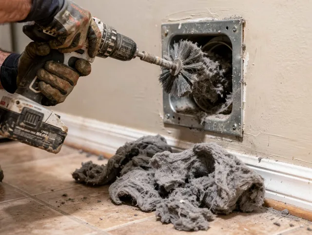 Certified Dana Point Dryer Vent Cleaning technician performing dryer vent cleaning in Dana Point